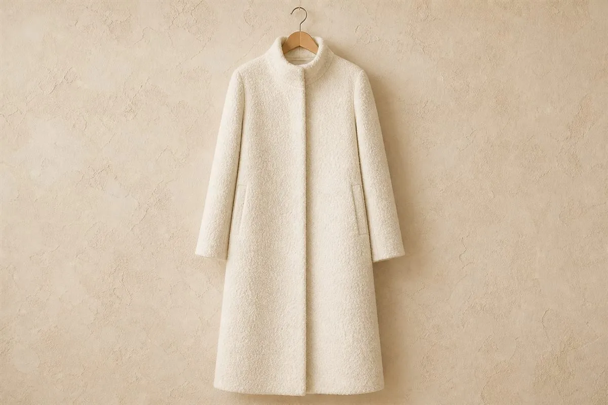 Iconic Manteau Long en Laine Bouclée Essential